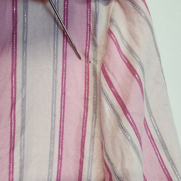 Victoria Secret Pink Metallic Stripe Pajama Set Size M Cotton Modal Blend Iconic - Picture 3 of 15